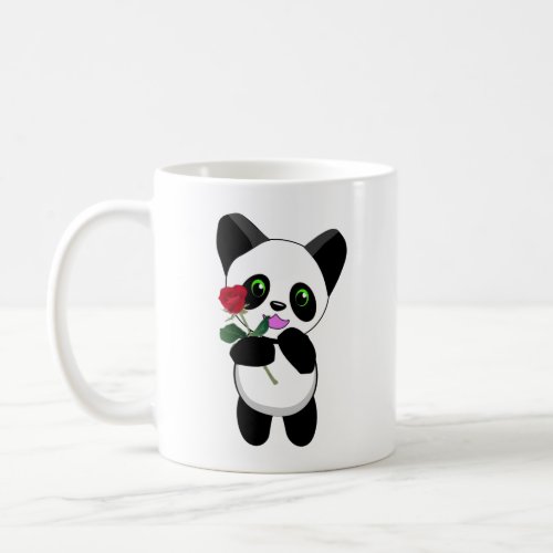 Happy Panda with a special Love Rose just for you Coffee Mug