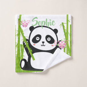 Happy Panda with Bamboo and Cherry Blossom Bath Towel Set