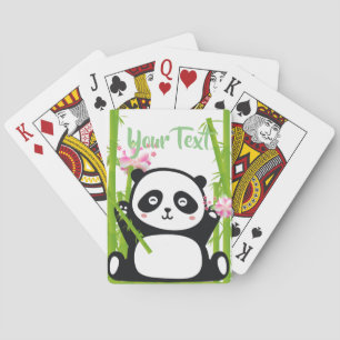 Happy Panda with Bamboo & Cherry Blossom Poker Cards