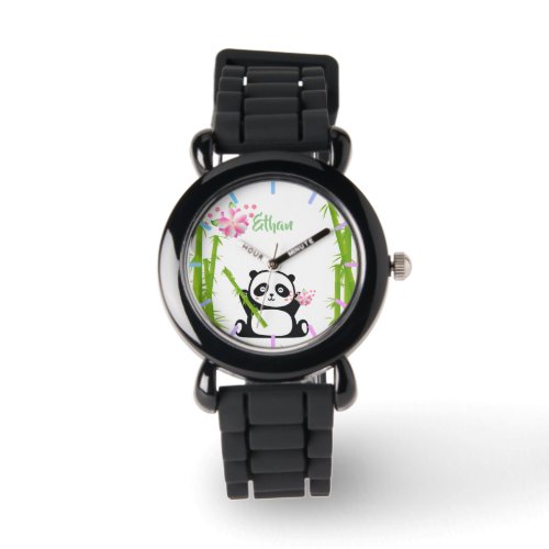 Happy Panda with Bamboo  Cherry Blossom  Watch