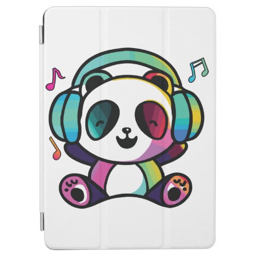 Happy Panda with headphones listening to music  iPad Air Cover