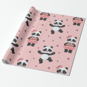 Happy Pandas Christmas Pattern Wrapping Paper