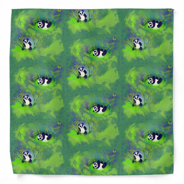 Happy Pandas With Bamboo Bandana (Front)