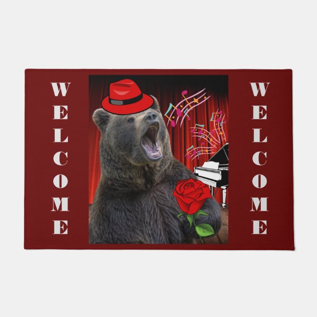 Happy Papa Bear Welcome Mat (Front)