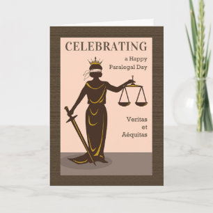 Happy Paralegal Day Celebrating with Lady Justice Card
