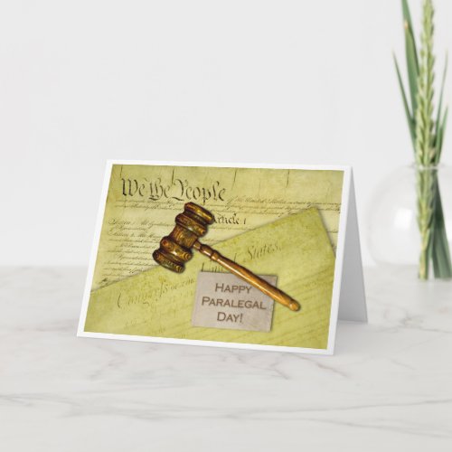 Happy Paralegal Day Documents and Gavel Card