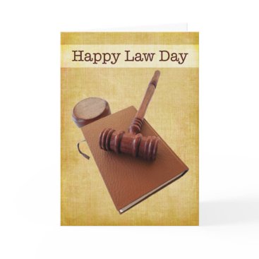 Happy Paralegal Day Gavel & Book on Brown Card Happy Paralegal Day Gavel & Book on Brown Card