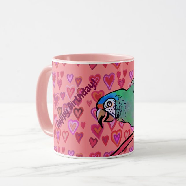 Happy parrot  Two-Tone coffee mug (Front Left)