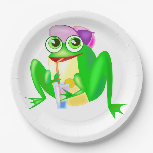 Happy Party Frog Paper Plates (Front)