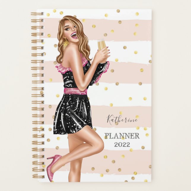 Happy Party Girl Spiral Photo Planner (Front)