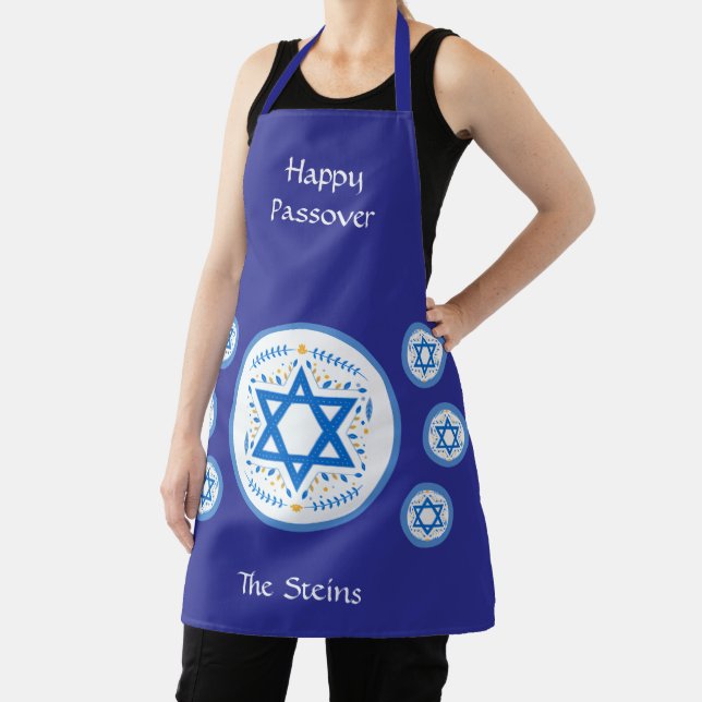Happy PASSOVER Blue Star of David NAME P Placemats Apron (Insitu)