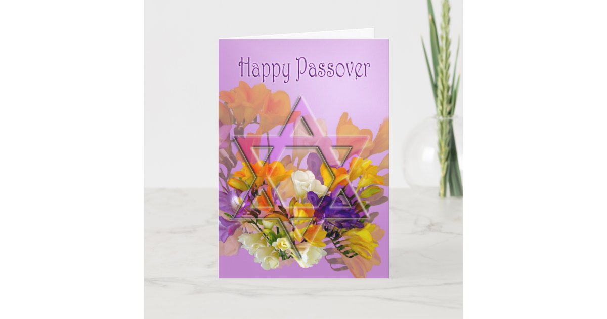 Happy Passover card with Star of David and freesia | Zazzle