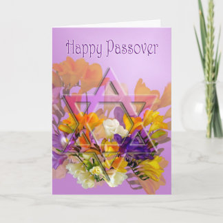 Happy Passover card with Star of David and freesia