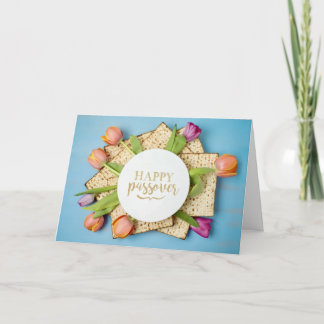 Happy Passover Card with Tulips & Matzo | Modern