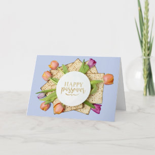 Happy Passover Card with Tulips & Matzo Modern