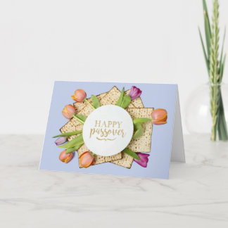 Happy Passover Card with Tulips & Matzo | Modern