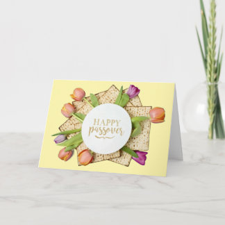 Happy Passover Card with Tulips & Matzo | Modern