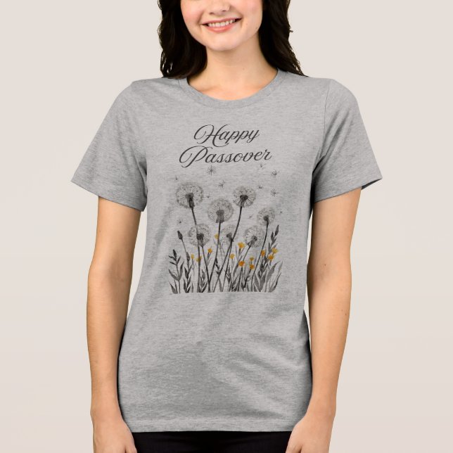 "Happy Passover" dandelion T-Shirt Tri-Blend Shirt (Front)