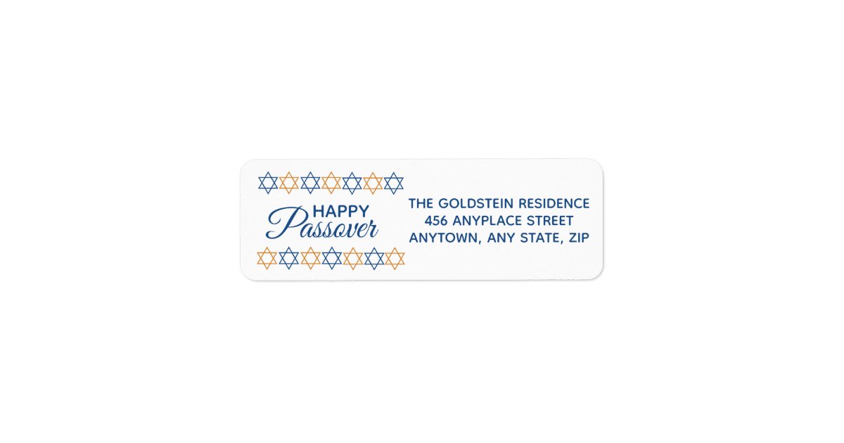 Happy Passover Elegant Blue and Gold Star of David Label | Zazzle