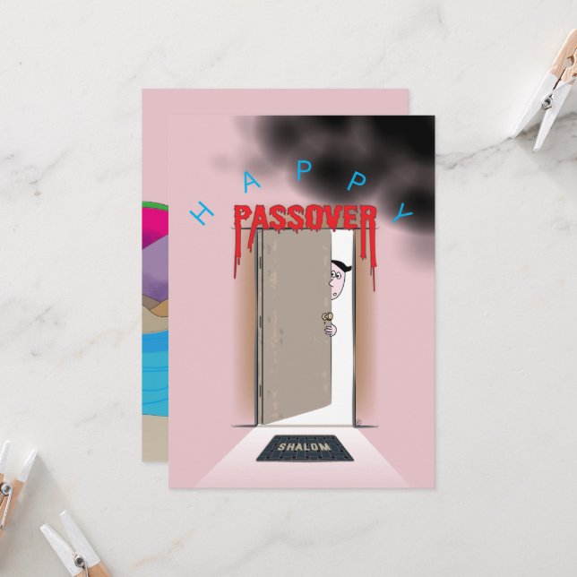 Happy Passover Exodus Cartoon Greeting Card (Front/Back In Situ)