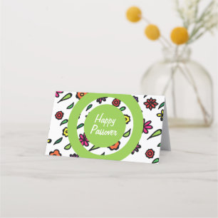 Happy Passover, Floral Jewish Holiday Passover Place Card