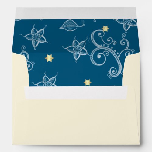 Happy Passover Floral Pattern Gold Menorah Envelope