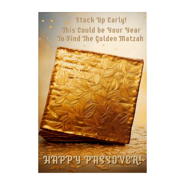 Happy Passover! Golden Matzah Acrylic Print (Front)