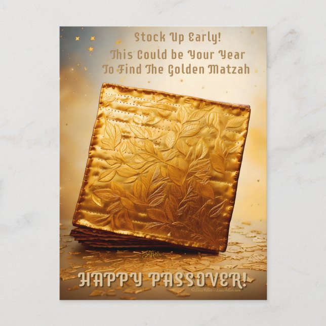 Happy Passover! Golden Matzah Postcard (Front)
