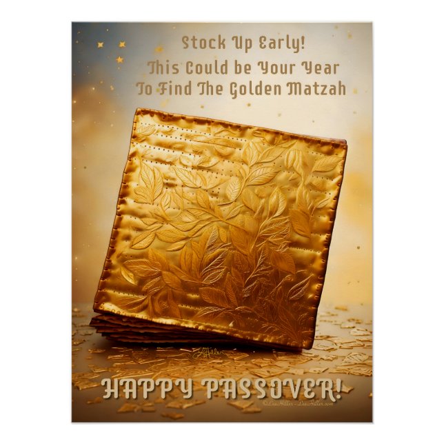 Happy Passover! Golden Matzah Poster (Front)