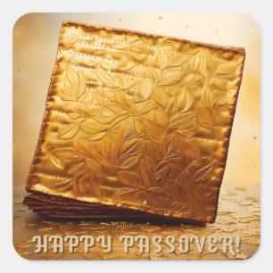 Happy Passover! Golden Matzah Square Sticker