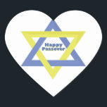 Happy passover heart sticker<br><div class="desc">Use this Star of David for your Hanukkah or Passover.</div>