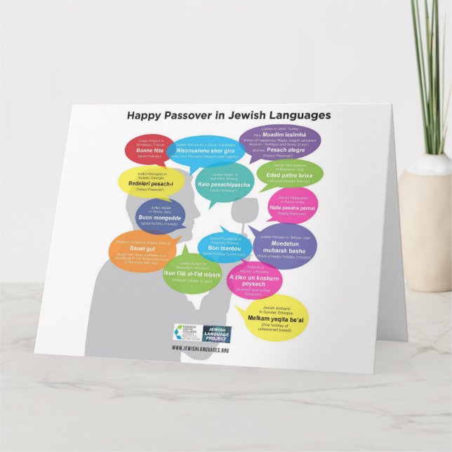 Happy Passover in Jewish Languages Card (Front)