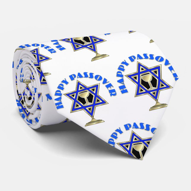 Happy Passover Neck Tie (Rolled)