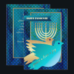 Happy Passover. Peace Doves and Menorah Card<br><div class="desc">Happy Passover. Elegant Festive Gold Foil Peace Doves and Menorah customizable Passover Flat Greeting Card. Matching cards and gifts available in the Jewish Holidays Category of our store.</div>