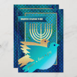 Happy Passover. Peace Doves and Menorah Card<br><div class="desc">Happy Passover. Elegant Festive Gold Foil Peace Doves and Menorah customizable Passover Flat Greeting Card. Matching cards and gifts available in the Jewish Holidays Category of our store.</div>