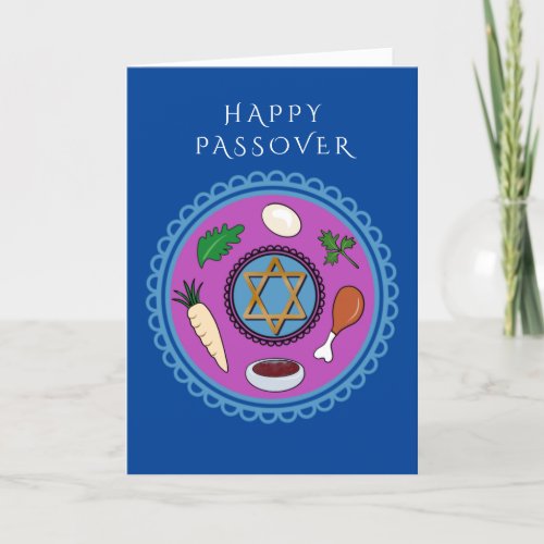 Happy Passover Pesach Seder  plate Holiday Card