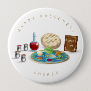 Happy Passover Plate Kosher Pesach Button