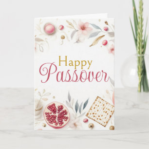 Happy Passover - Pomegranates Matzah Floral Card