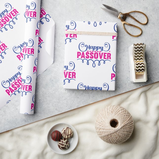 Happy Passover Script Wrapping Paper (Crafts)