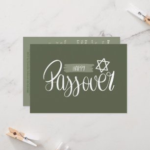 Happy Passover Seder Pesach Solid Green Invitation