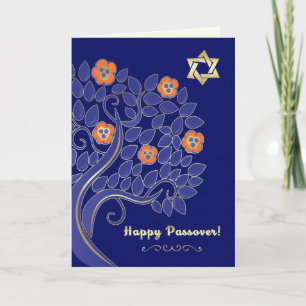 Happy Passover. Spring Flowering Tree Card