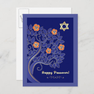 Happy Passover. Spring Flowering Tree Postcard