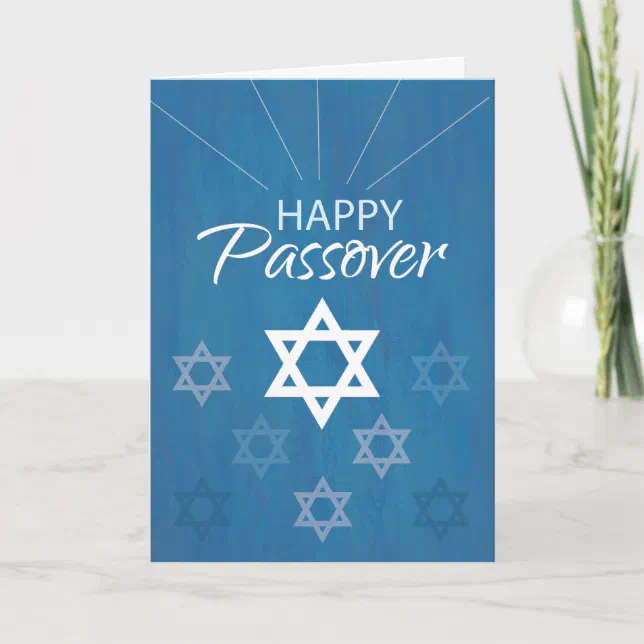 Happy Passover Star of David on Blue Card | Zazzle