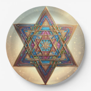 Happy Passover Star of David Paper Plates