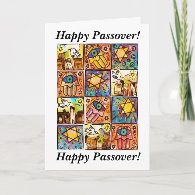 Happy Passover - Starry Night Israel Ivory Card (Front)