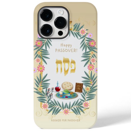 Happy Passover Vintage floral Frame Case-Mate iPhone 14 Pro Max Case