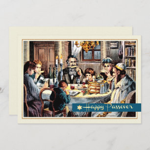 Happy Passover. Vintage Passover Seder Scene Card