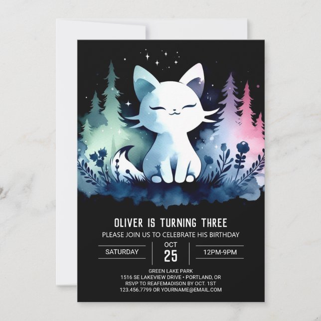 Happy Pastel Cat Birthday Invitation (Front)