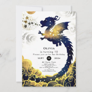 Happy Pastel Dragon Birthday Invitation