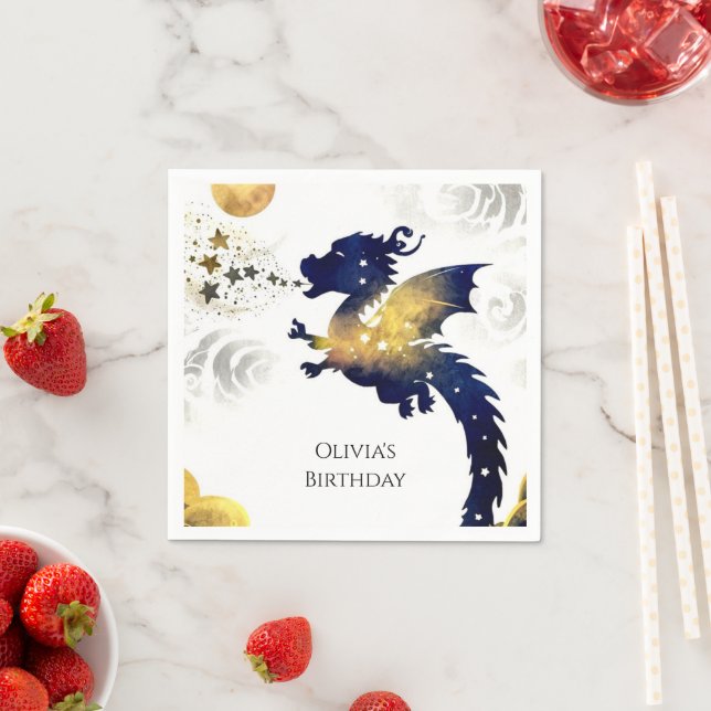 Happy Pastel Dragon Birthday Napkins (Insitu)